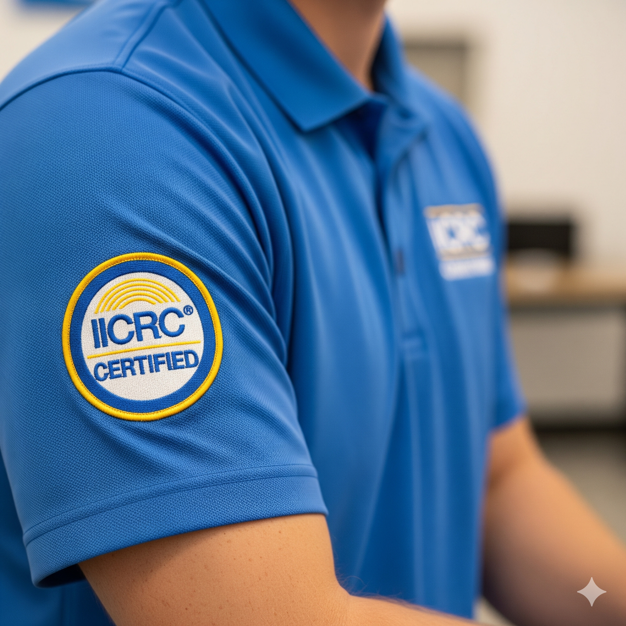 A seal of an IICRC certified technician, symbolizing trust and professionalism.